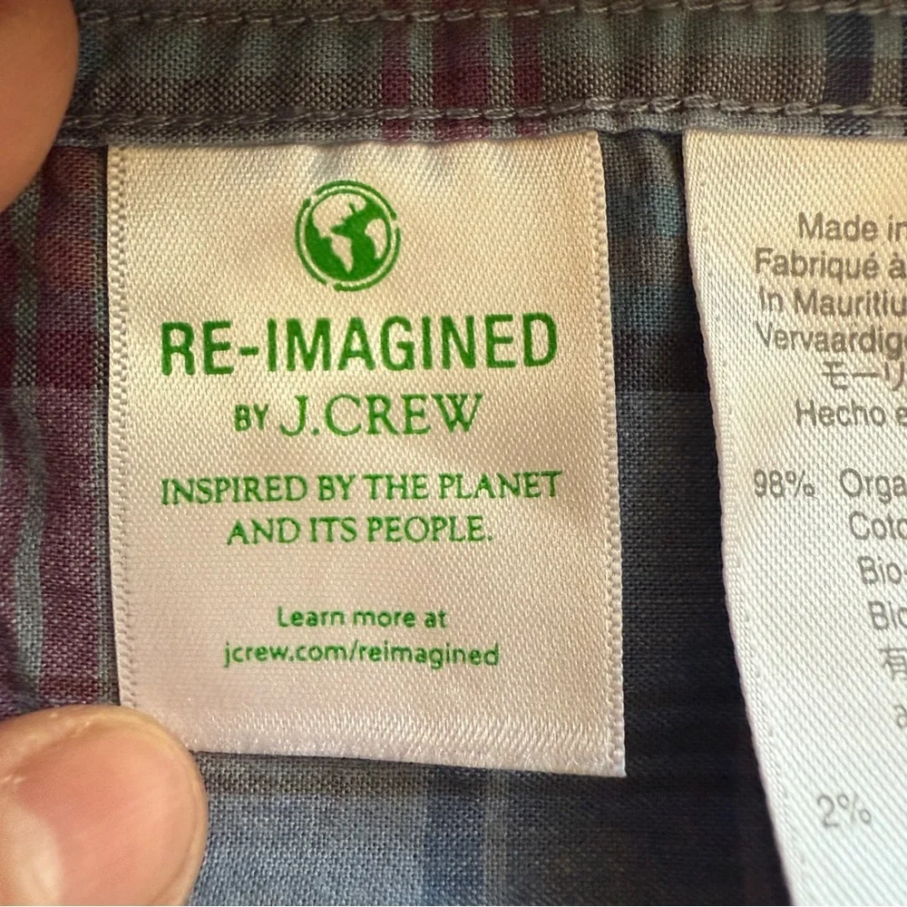 J Crew Mens Secret Washing Shirting Plaid Button Down Shirt Small Organic Cotton